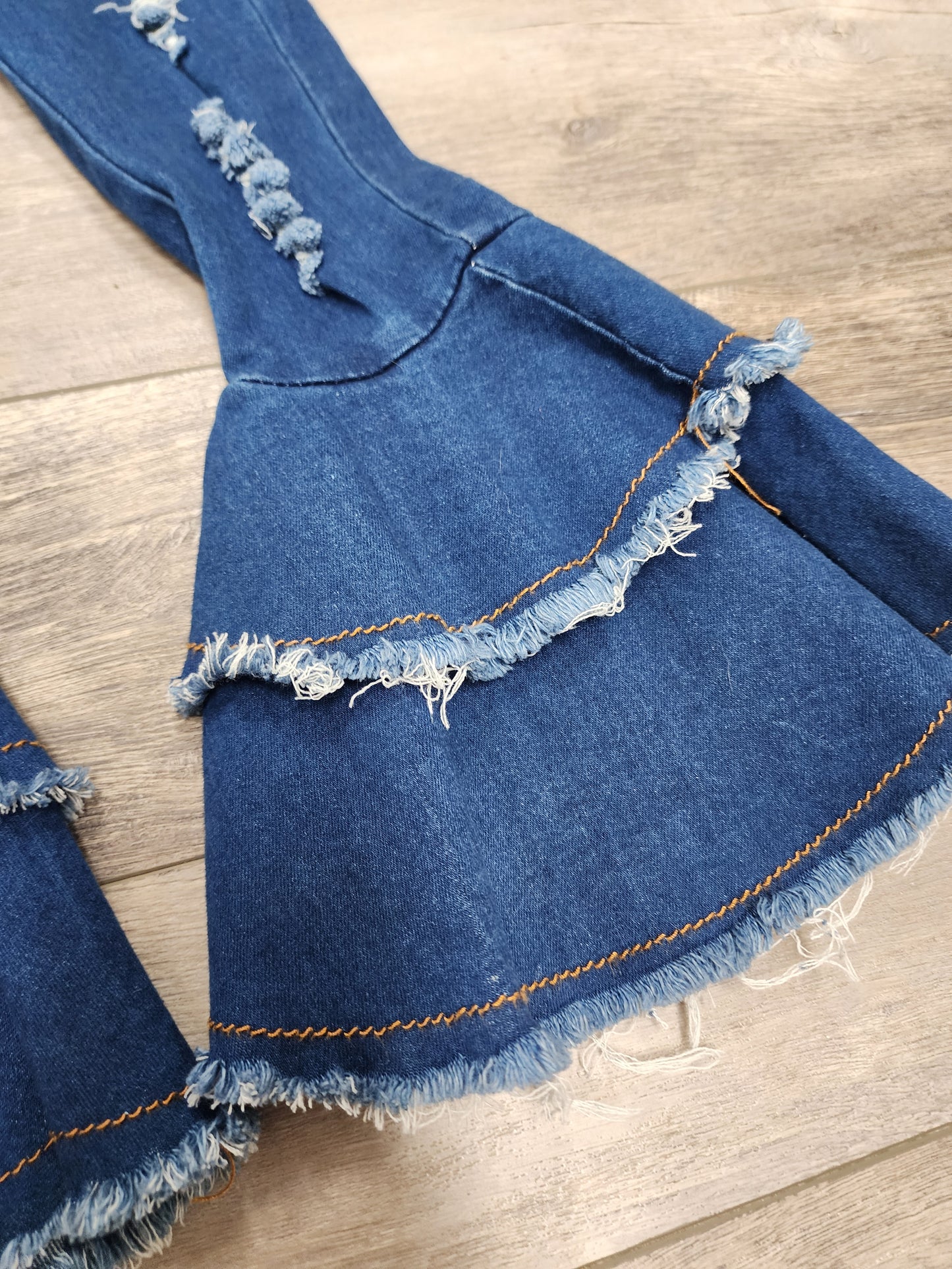 Dark Wash Tiered Ruffled Denim