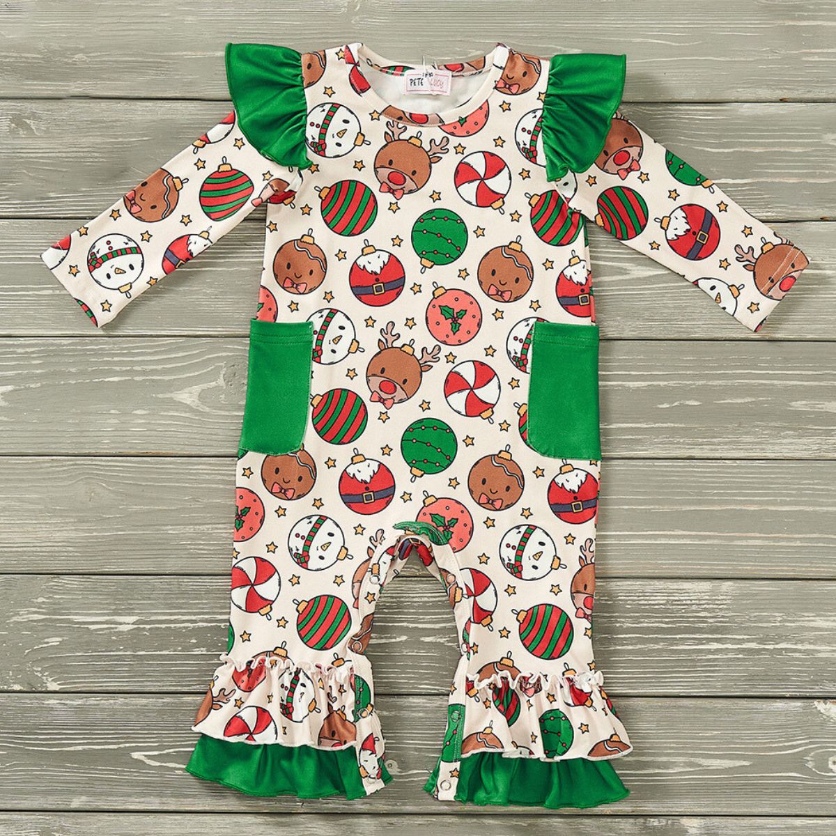 Pete+Lucy| Christmas Ornaments Girls Infant Romper