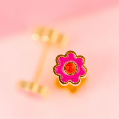 Pierced Co Tiny Collection - Pink Flower Earrings