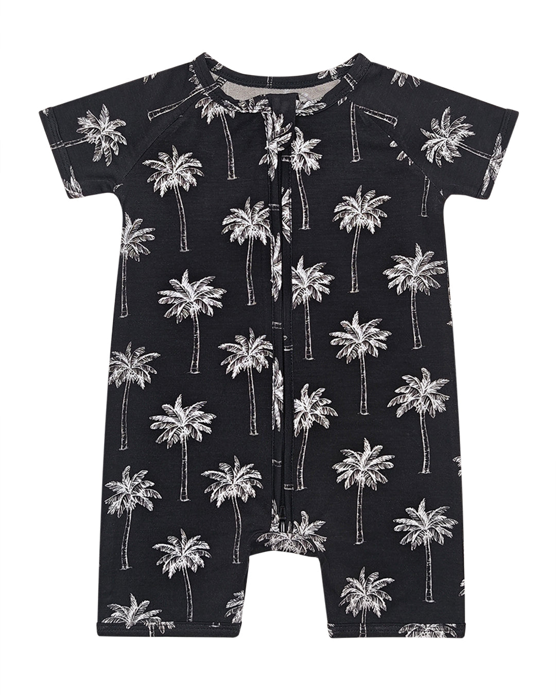 Bamboo Shorty Romper  | Palm Style Black