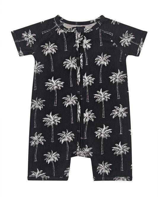 Bamboo Shorty Romper  | Palm Style Black
