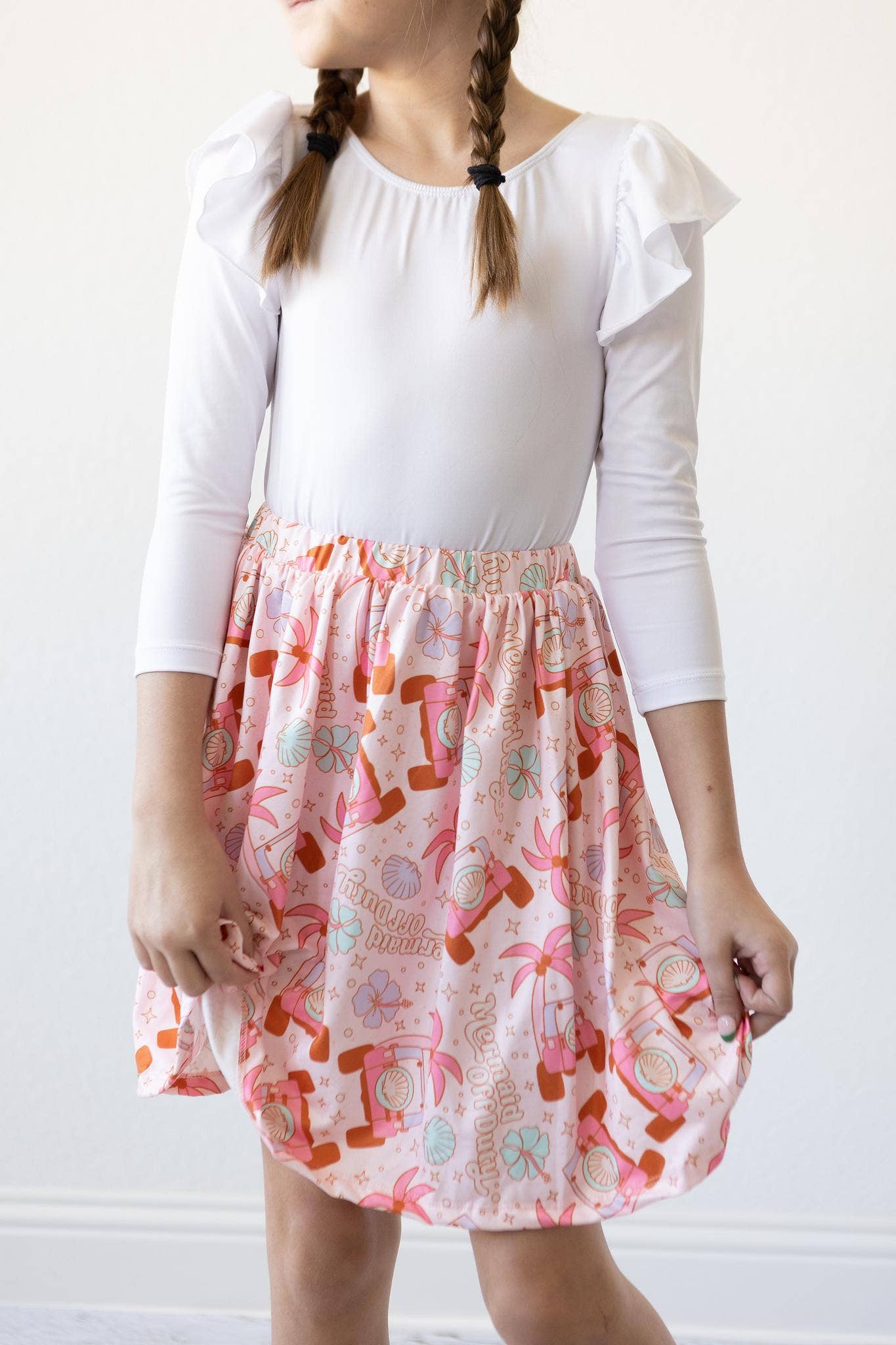 White L/S Flutter Sleeve Leotard: 4T