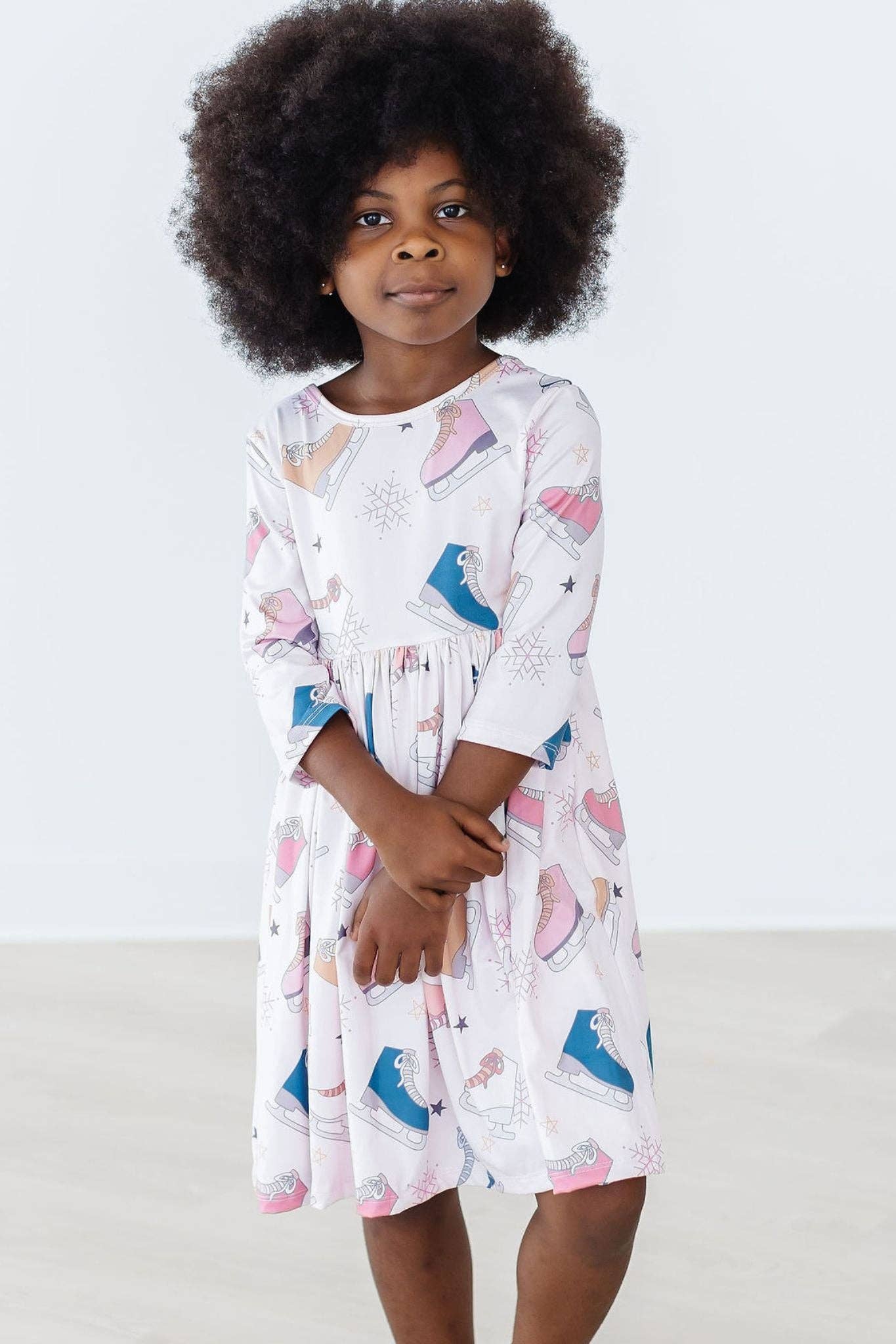Figure Skate 3/4 Sleeve Twirl Dress: 3T