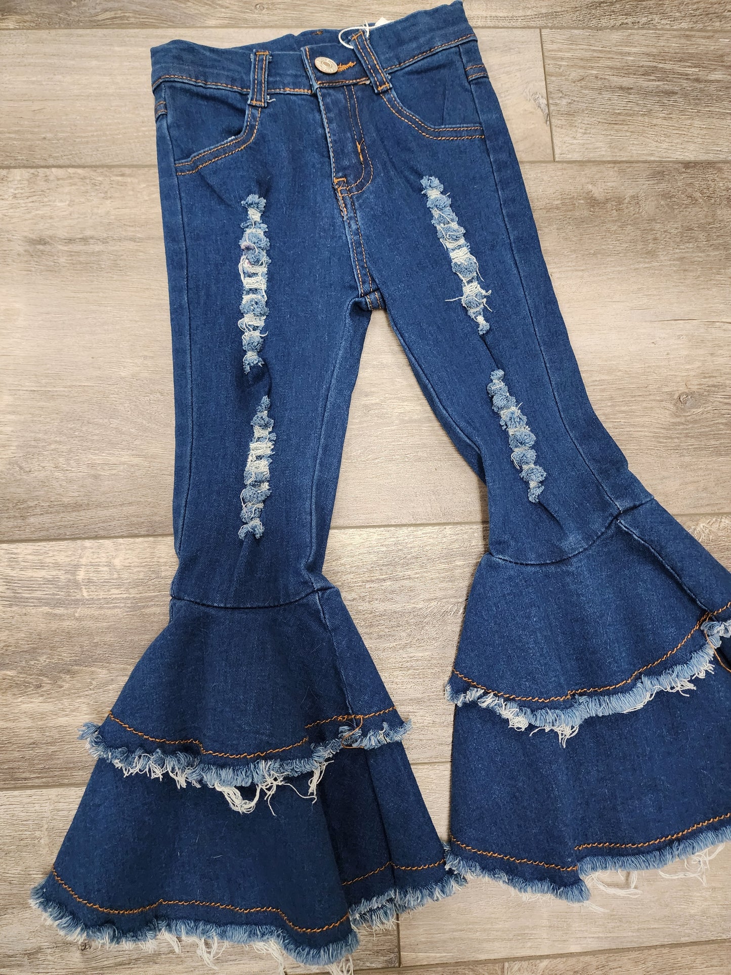 Dark Wash Tiered Ruffled Denim