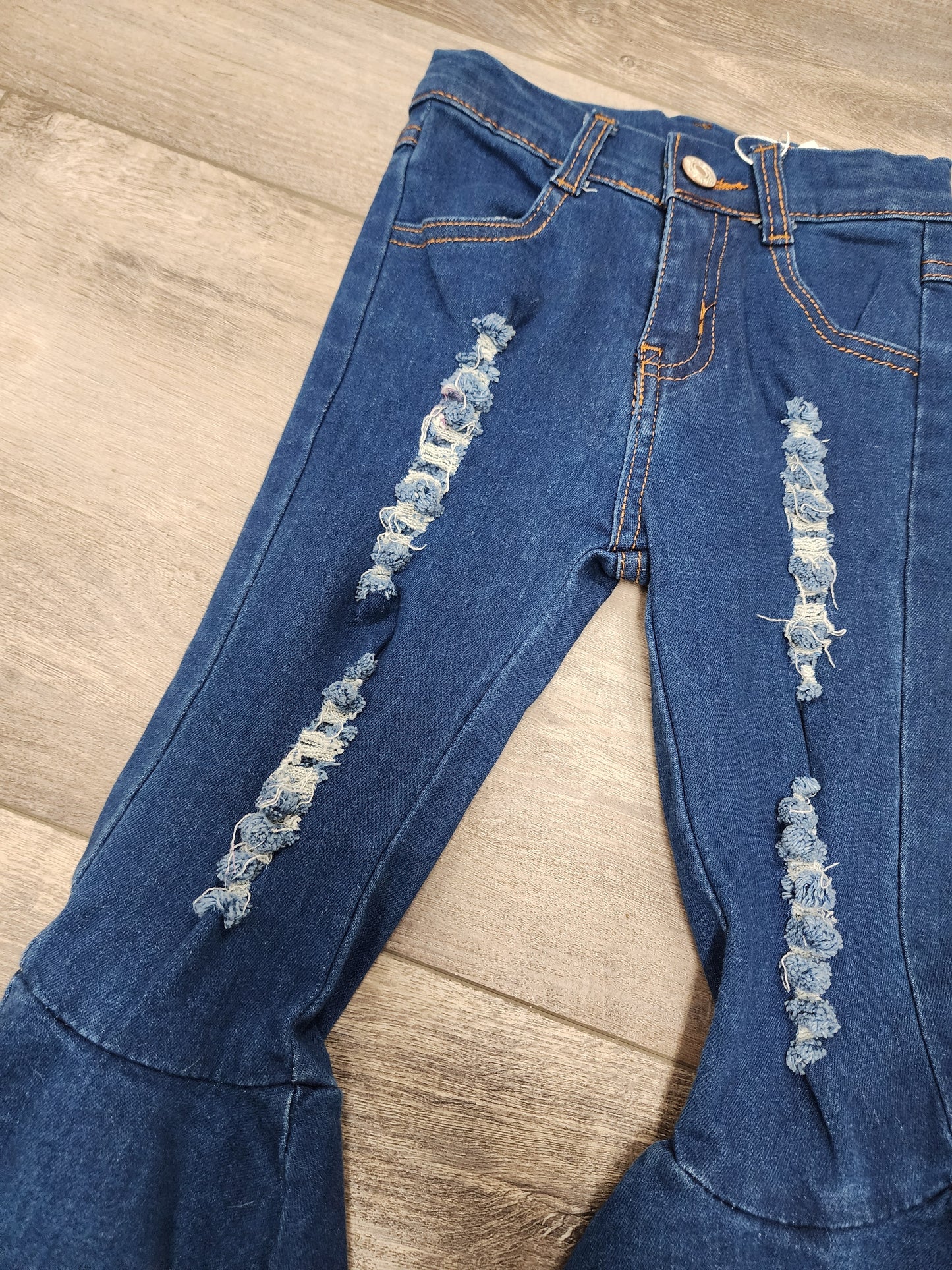 Dark Wash Tiered Ruffled Denim