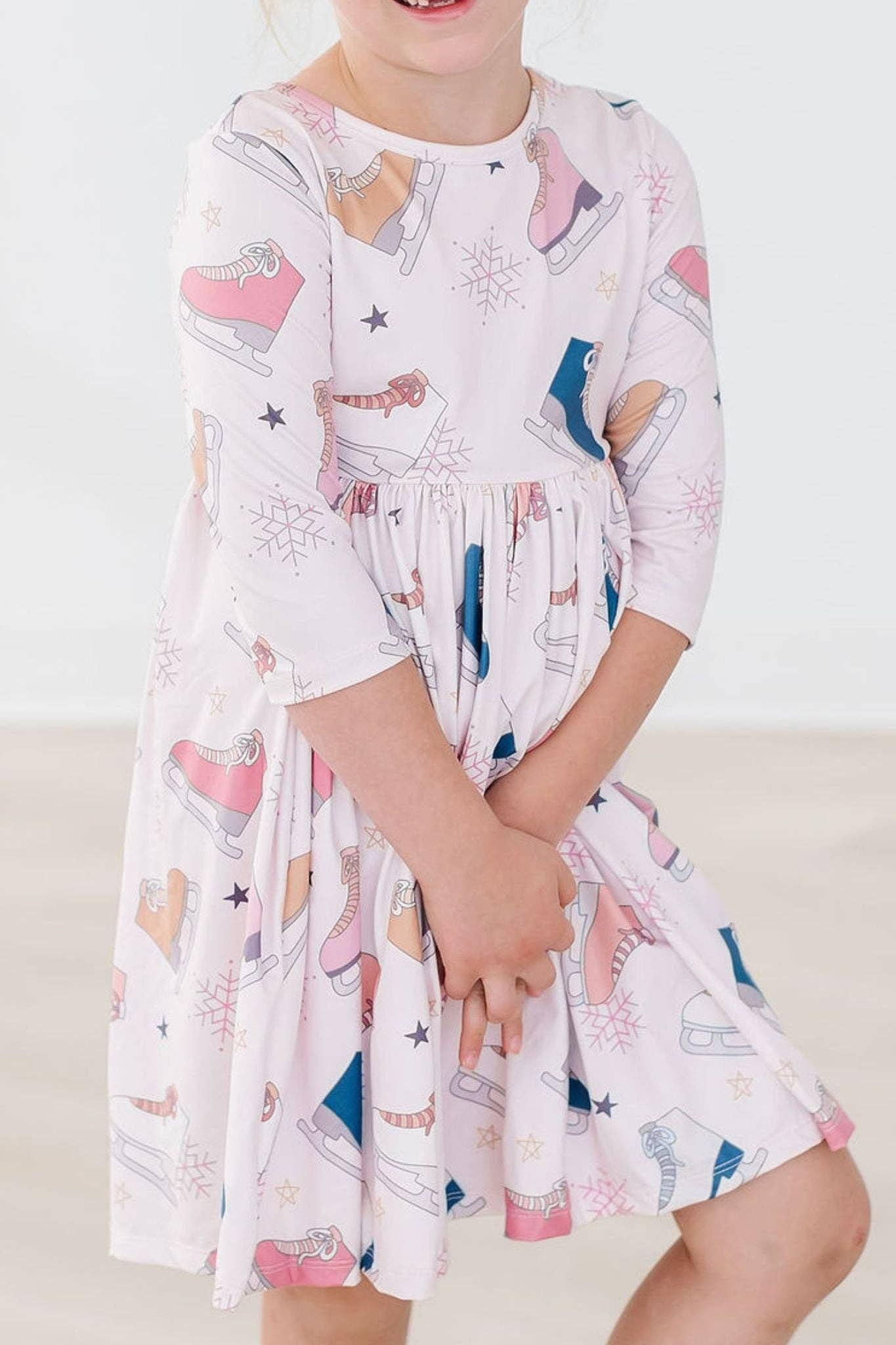 Figure Skate 3/4 Sleeve Twirl Dress: 12-24M