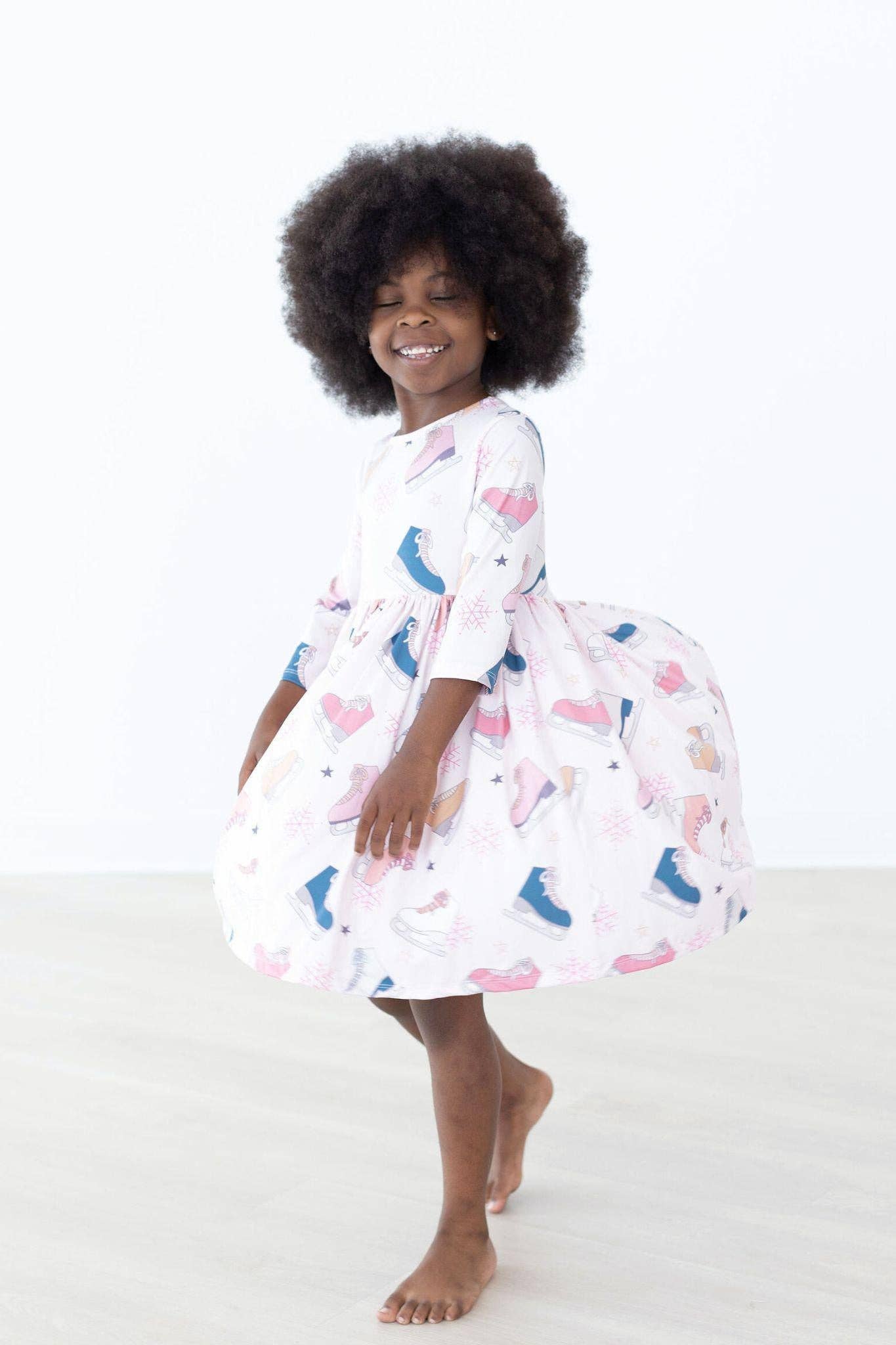 Figure Skate 3/4 Sleeve Twirl Dress: 2T