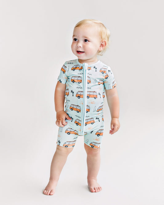 Bamboo Shorty Romper | Retro Beach