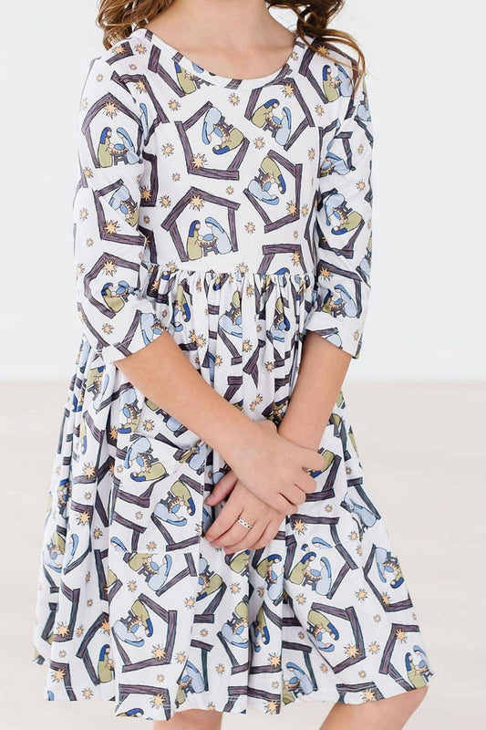 Nativity Pocket Twirl Dress: 4T