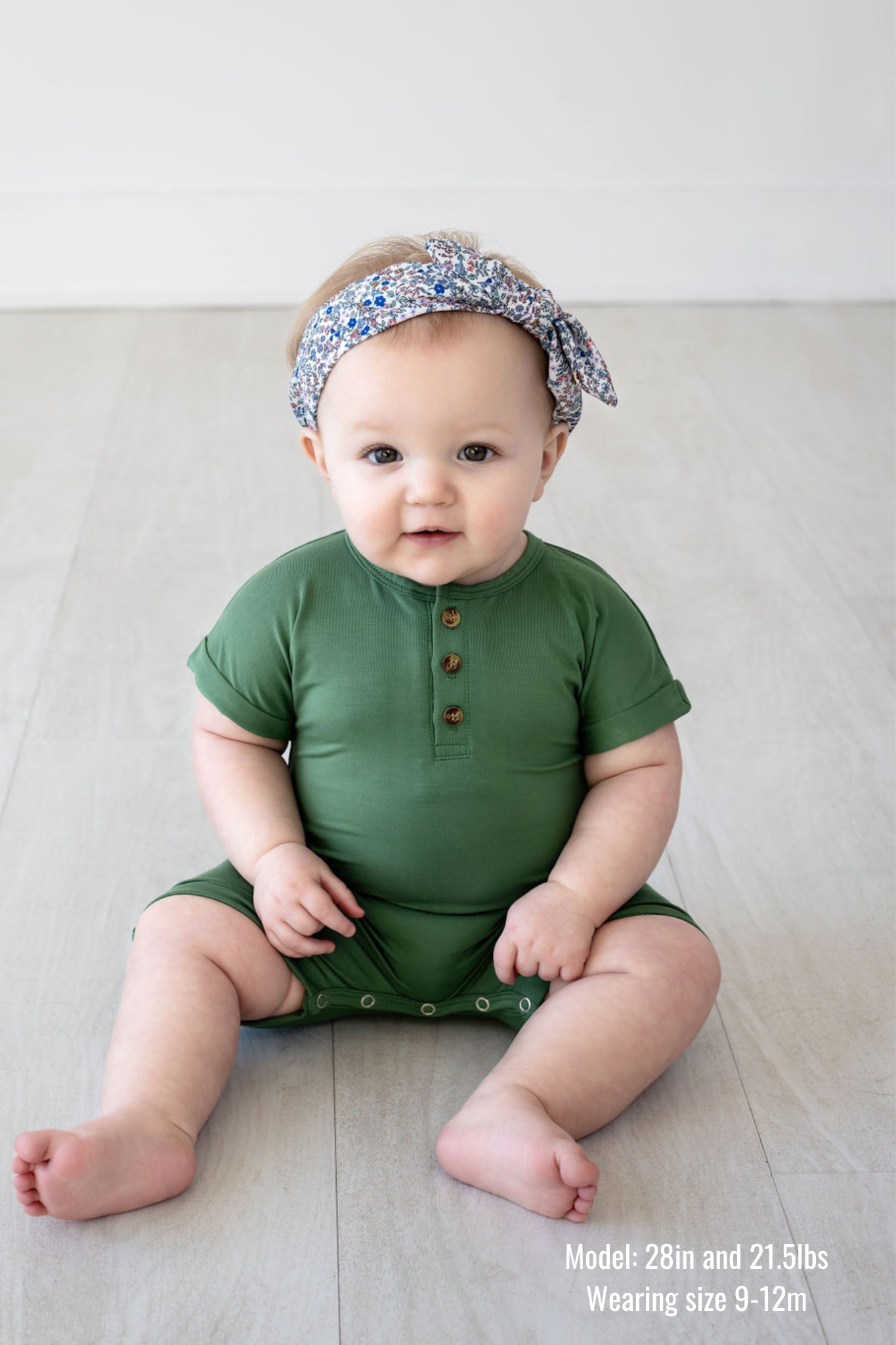 Henley Short Sleeve Romper - Watercress