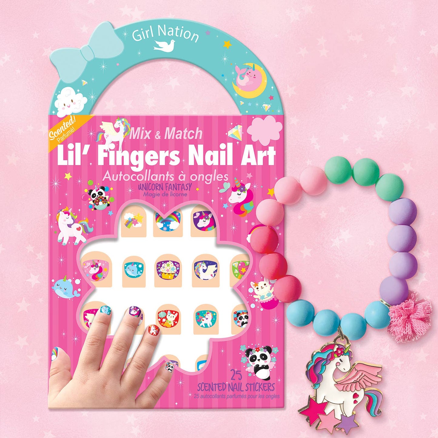 Magical Unicorn Bracelet and Nail Sticker Girly Gift Pack