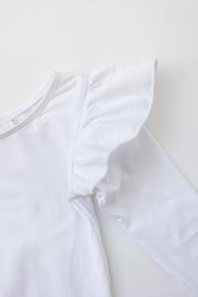 White L/S Flutter Sleeve Leotard: 3T