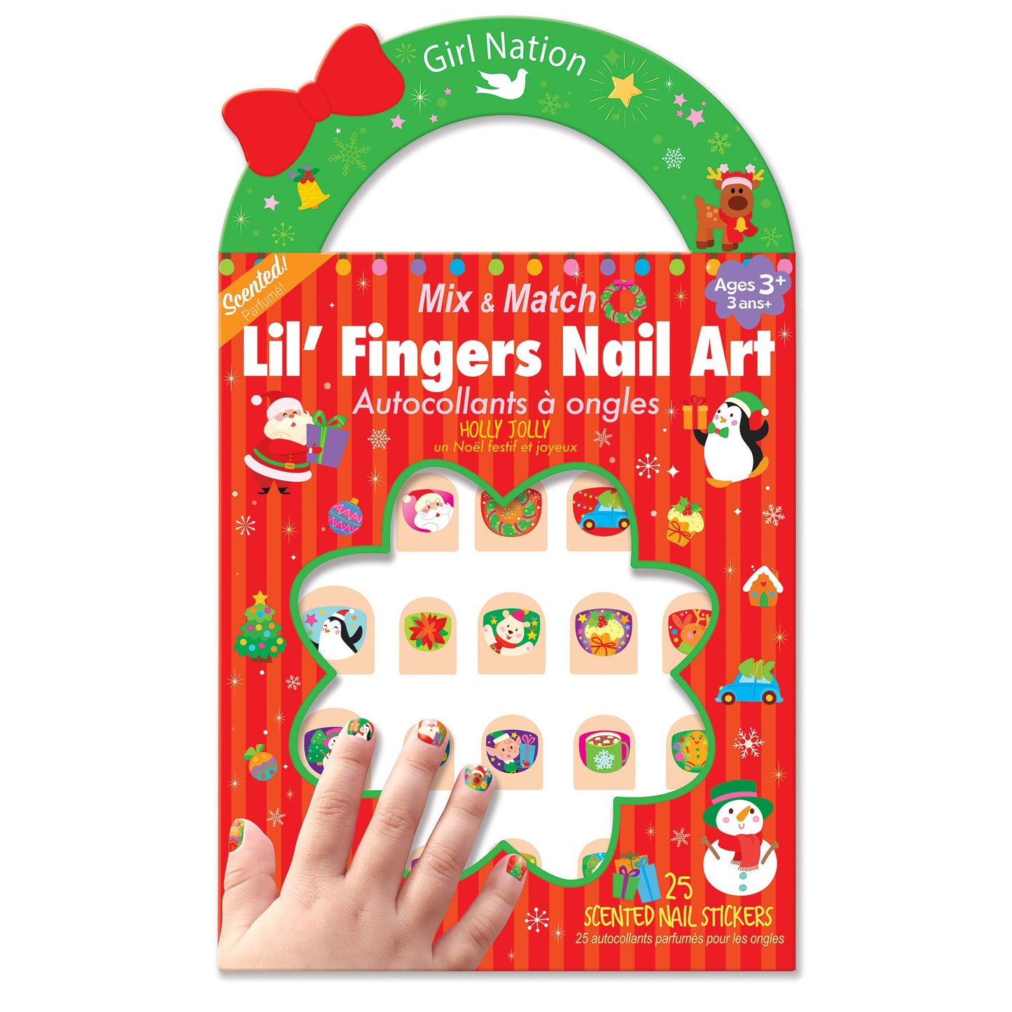 Holly Jolly Cutie Stick-On Earring and Nail Sticker Gift Set