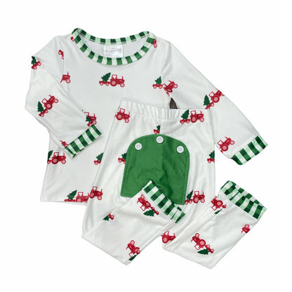 Oh What Fun Holiday Collection|  Christmas Tractor Buttflap Jammies