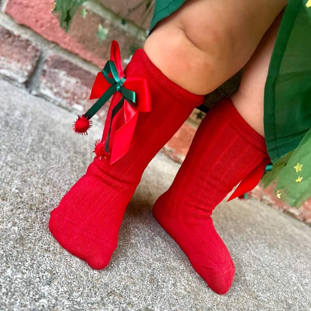 Oh What Fun Holiday Collection| Bow Knee Socks