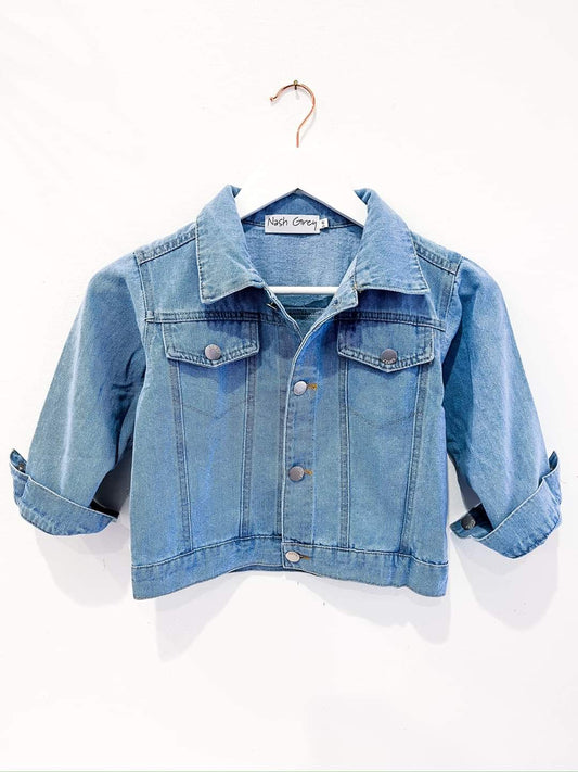 Kids Pearl Studded Denim Jacket