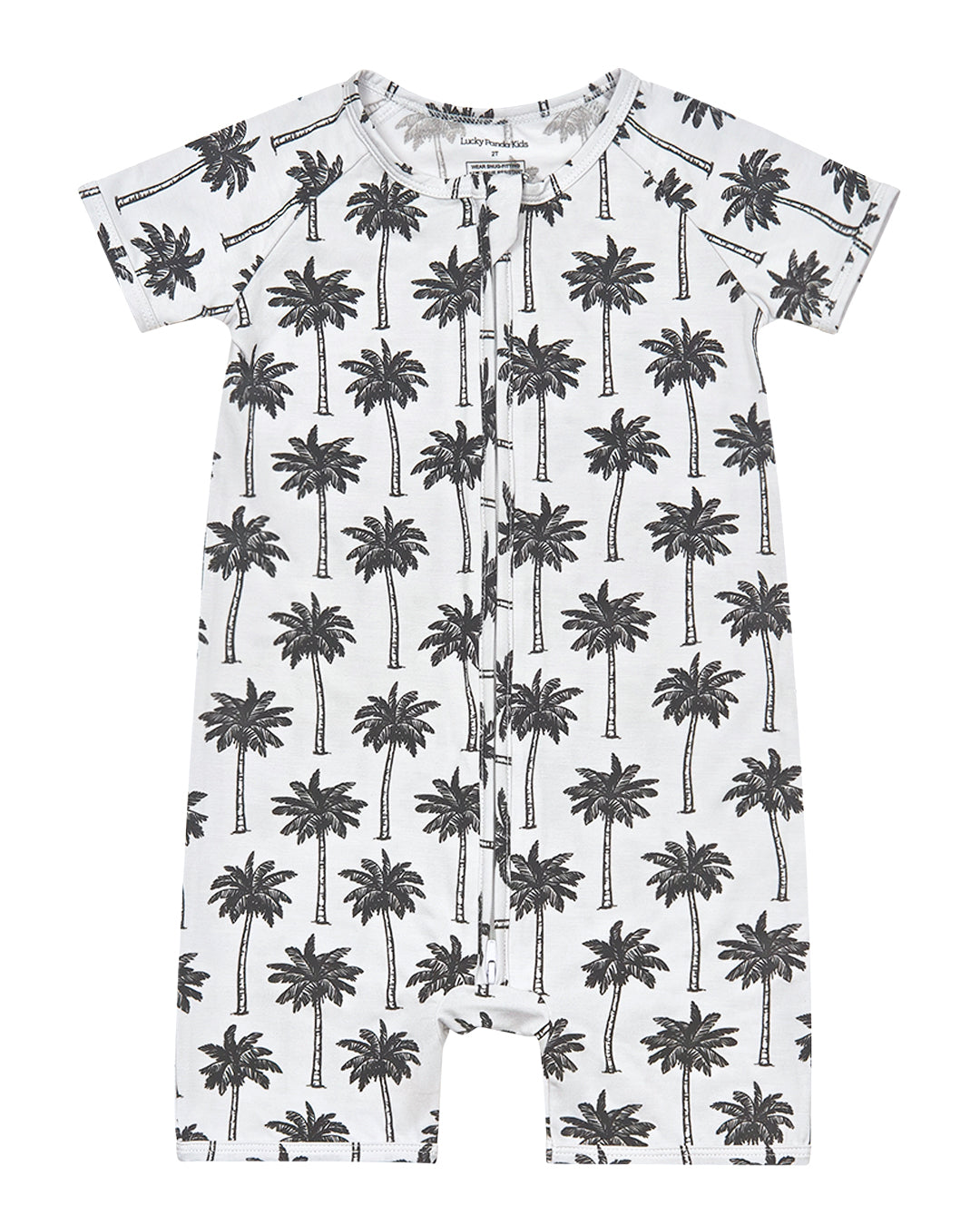 Bamboo Shorty Romper  | Palm Style White