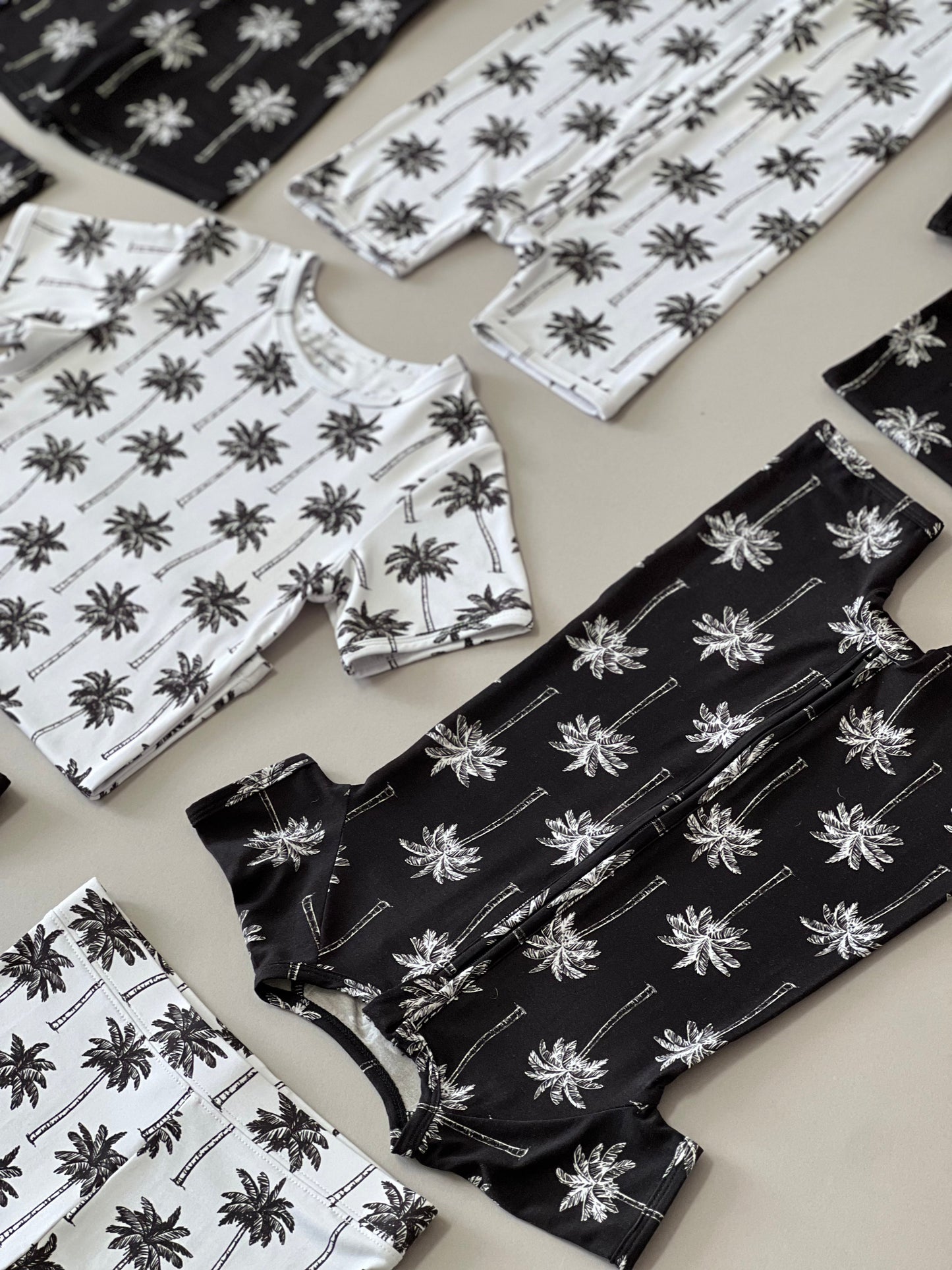 Bamboo Shorty Romper  | Palm Style Black