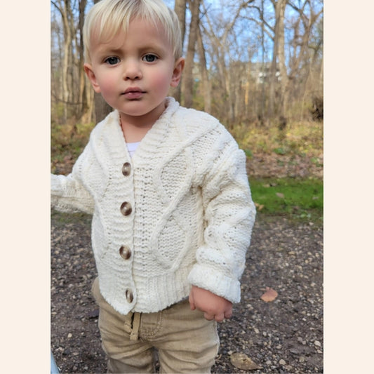 Mommy & Me Unisex Ivory Cable Knit Sweater