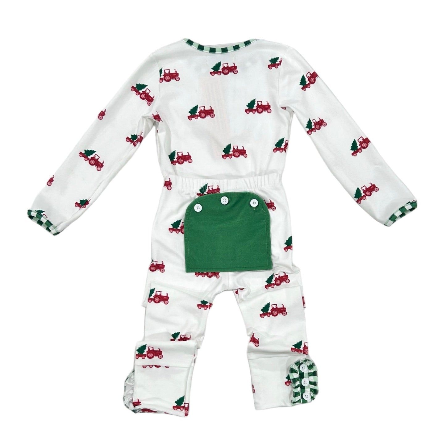 Oh What Fun Holiday Collection| Ruffled Christmas Tractor Buttflap Jammies