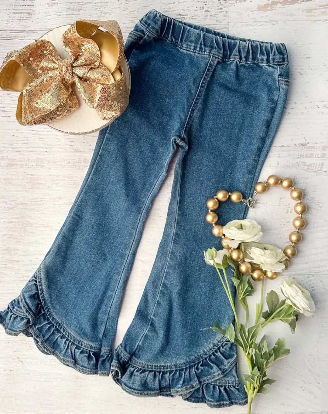 Ruffled Denim Pants