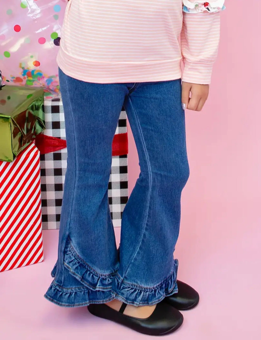 Ruffled Denim Pants