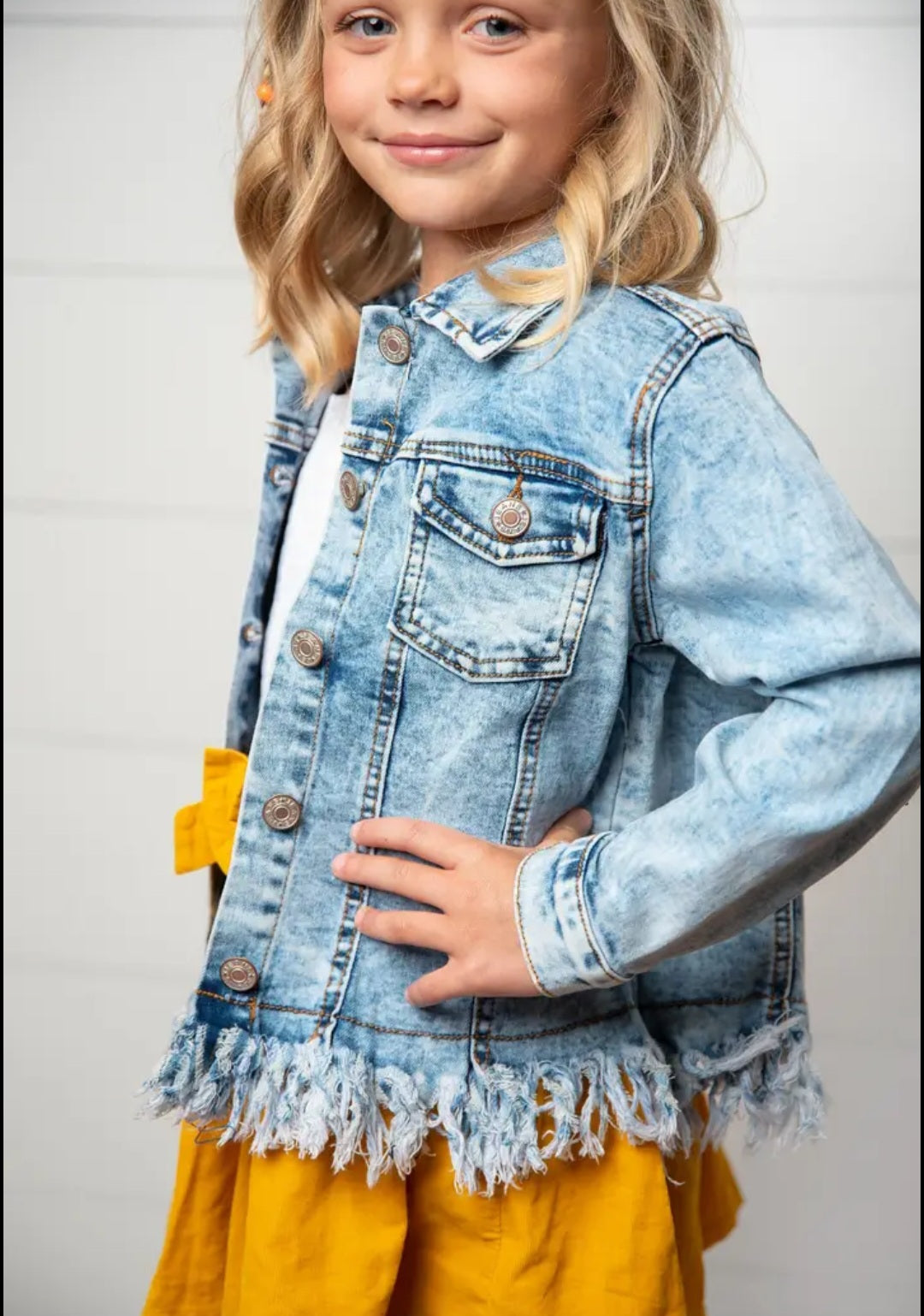 Faded Fringe Denim Jacket