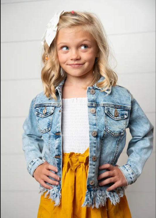 Faded Fringe Denim Jacket