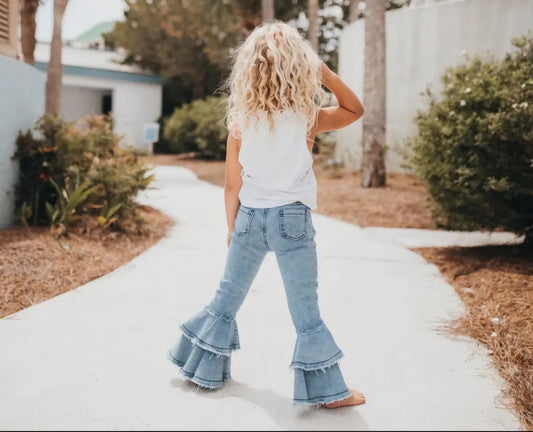 Light Denim Ruffle Pant