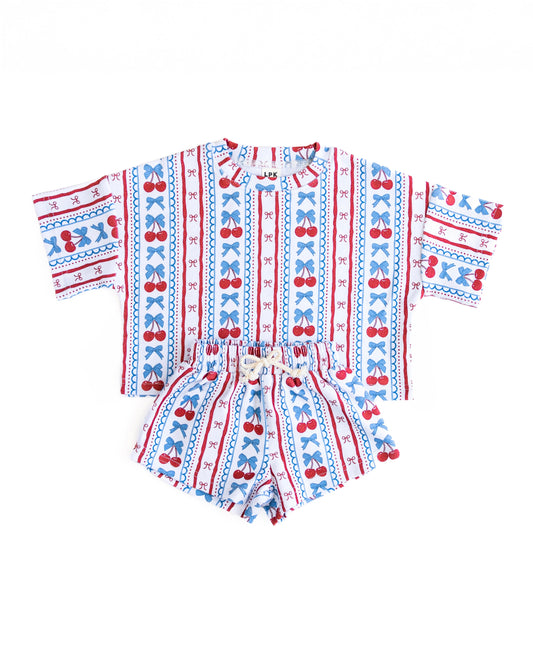 Shorts Set | Cherries & Stripes