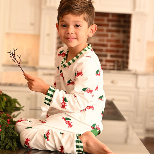Oh What Fun Holiday Collection|  Christmas Tractor Buttflap Jammies