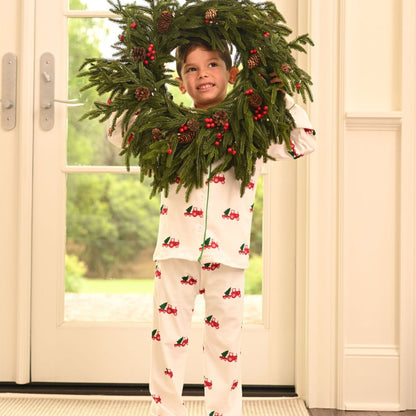Oh What Fun Holiday Collection| Christmas Tractor Button Down Jammies