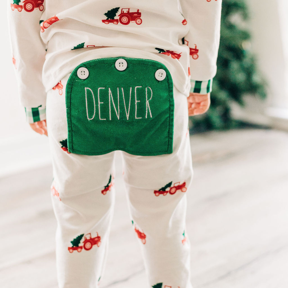Oh What Fun Holiday Collection|  Christmas Tractor Buttflap Jammies