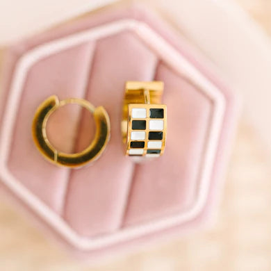Pierced Co Chunky Checkered Huggie