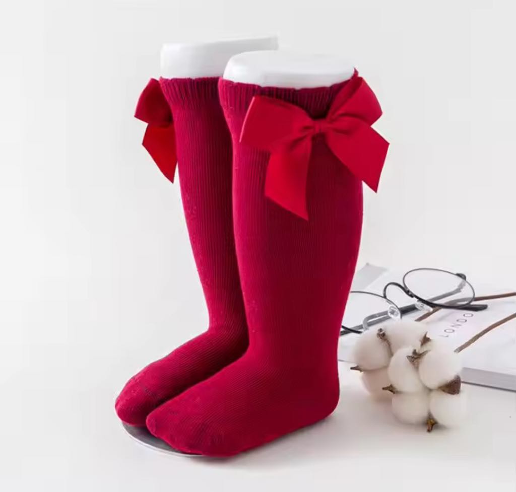 Oh What Fun Holiday Collection|  Cotton Bow Knee High Socks