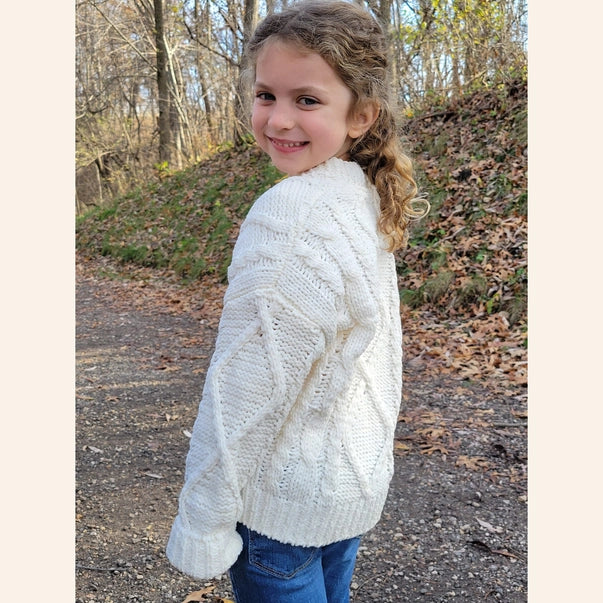 Mommy & Me Unisex Ivory Cable Knit Sweater