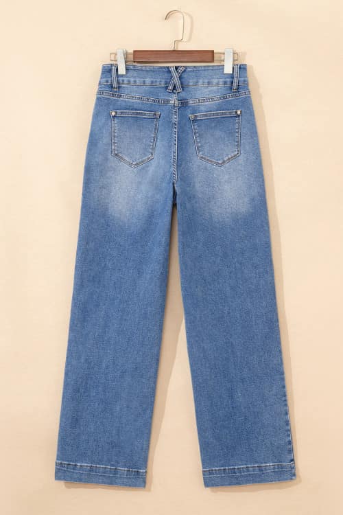 Double Button Fly Straight Jeans