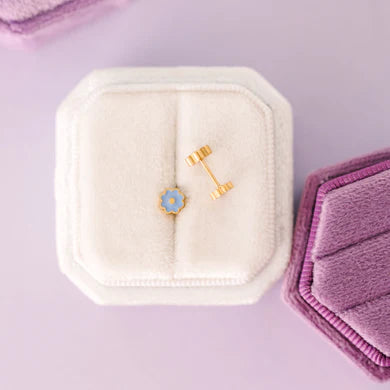 Pierced Co Tiny Collection - Tiny Blue Flower Earrings