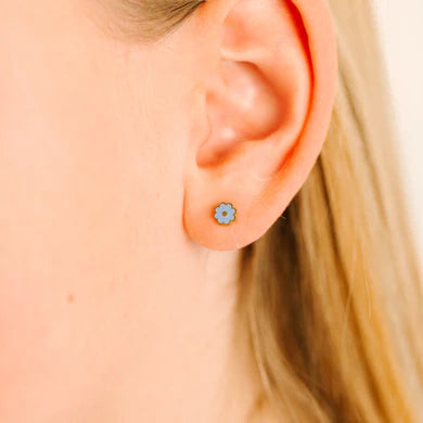 Pierced Co Tiny Collection - Tiny Blue Flower Earrings