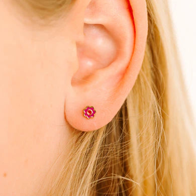 Pierced Co Tiny Collection - Pink Flower Earrings